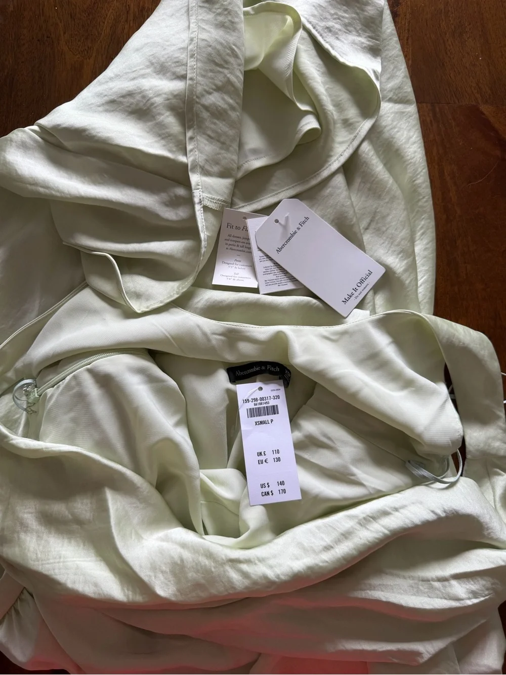 Abercrombie & Fitch Light Mint Green Satin Dress